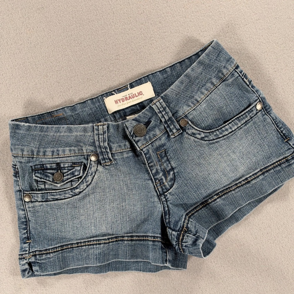 Hydraulic Y2K Denim Shorts Flap Pockets Size 5/6 Blue Low Rise